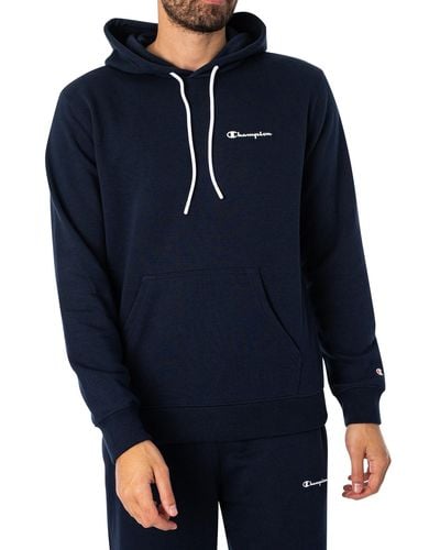 Champion Comfort Small Logo Pullover Hoodie - Blue