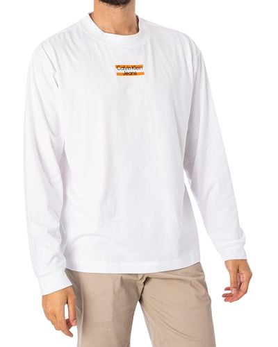 Calvin Klein Transparent Stripe Longsleeved T-shirt - White