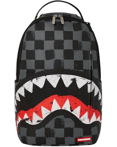 Sprayground Sharks In Paris Gray Paint Backpack - Black