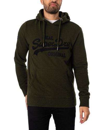 Superdry Embroidered Pullover Hoodie - Black