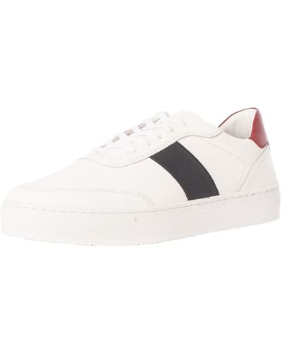 Tommy Hilfiger Premium Cupsole Stripe Leather Sneakers - White