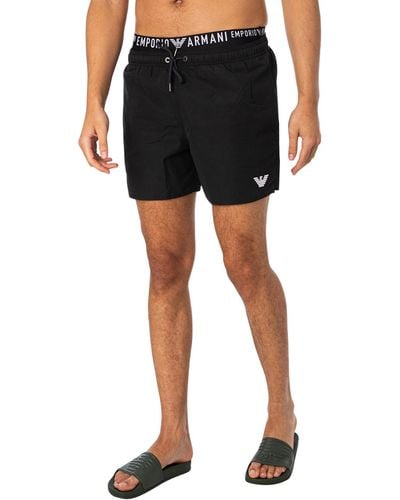 Emporio Armani Double Waistband Swim Shorts - Black