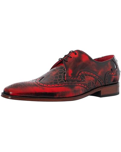 Jeffery West Brogue Polished Leather Shoes - Red
