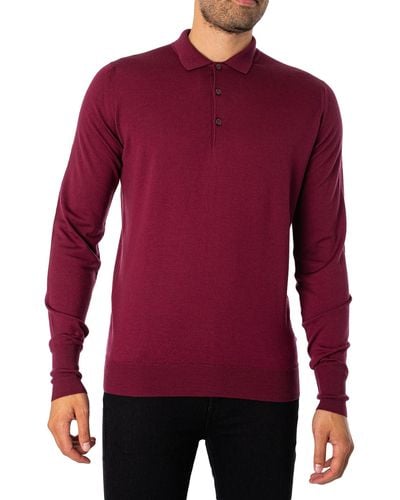 John Smedley Cotswold Longsleeved Polo Shirt - Red