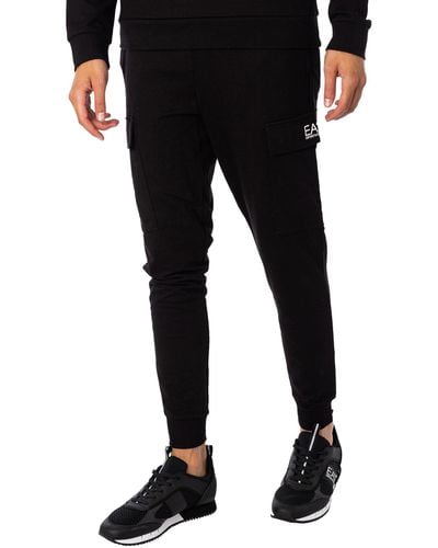 EA7 Logo Cargo Sweatpants - Black