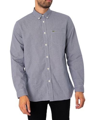 Lacoste Chest Pocket Check Shirt - Gray