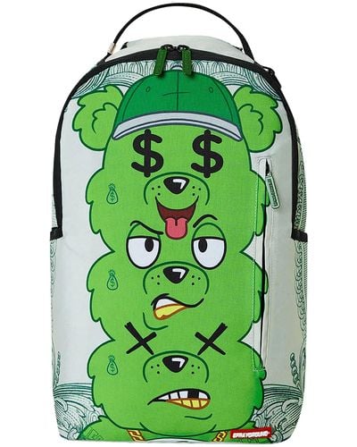 Sprayground Seeing Triple Money Bear Backpack - Green