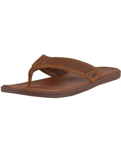 UGG Seaside Leather Flip Flops - Brown
