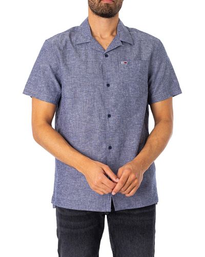 Tommy Hilfiger Classic Linen Camp Short Sleeved Shirt - Blue