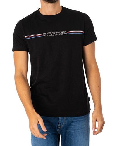 Tommy Hilfiger Slim Stripe Chest T-shirt - Black