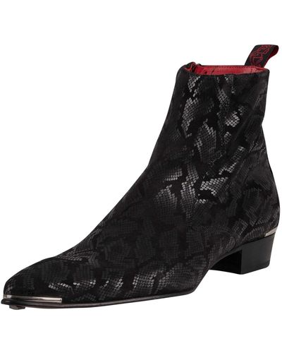 Jeffery West Zip Chelsea Leather Boots - Black