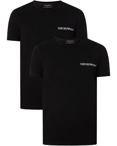 Emporio Armani 2 Pack Lounge Crew T-shirts - Black