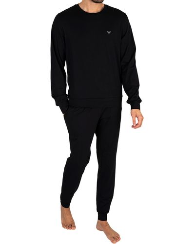 Emporio Armani Chest Logo Pajama Set - Black