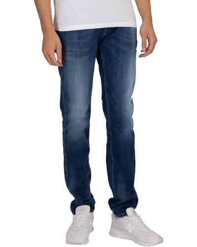 Replay Hyperflex White Shades Slim Jeans - Blue