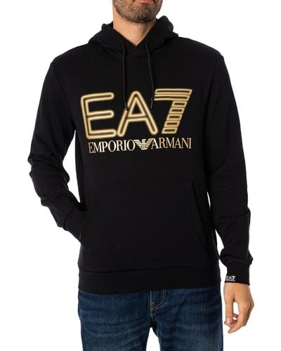 EA7 Graphic Neon Pullover Hoodie - Black