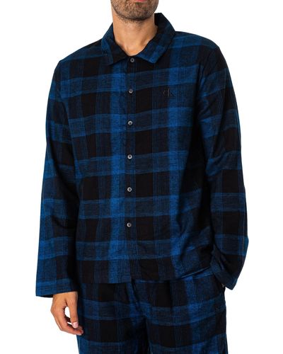 Calvin Klein Pure Flannel Pyjama Top - Blue