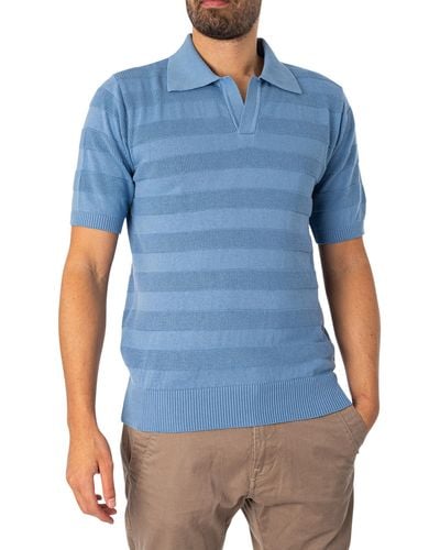 Far Afield Marsan Raised Stripe Polo Shirt - Blue