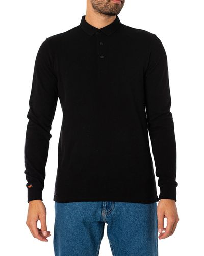 Superdry Longsleeved Cotton Pique Polo Shirt - Black