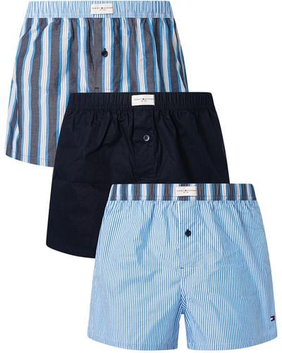 Tommy Hilfiger 3 Pack Woven Boxers Shorts - Blue
