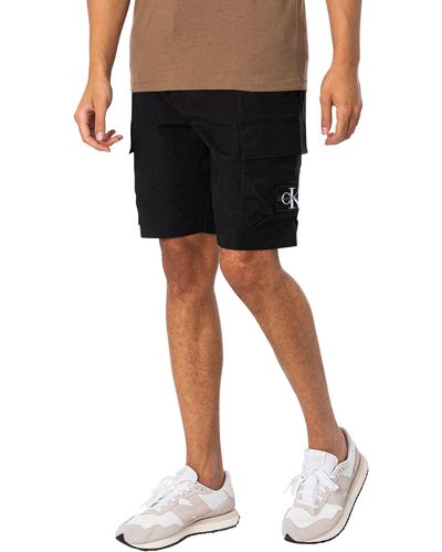 Calvin Klein Washed Woven Cargo Shorts - Black