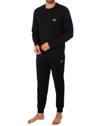 Emporio Armani Longsleeved Logo Pajama Set - Black