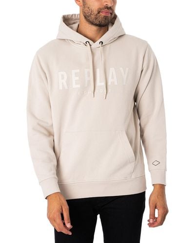 Replay Graphic Pullover Hoodie - White