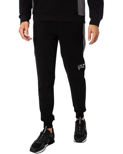 EA7 Logo Stripe Sweatpants - Black