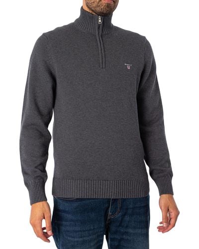 GANT Casual Cotton Half Zip Sweatshirt - Gray