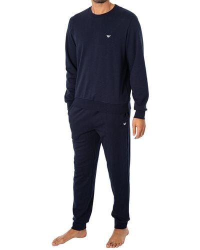 Emporio Armani Knitted Longsleeved Pajama Set - Blue