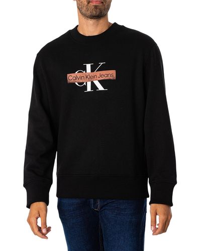 Calvin Klein Monologo Stencil Sweatshirt - Black