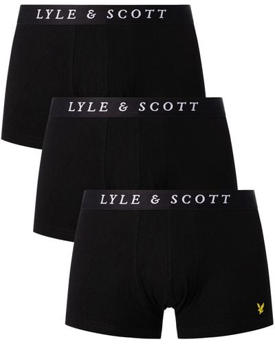 Lyle & Scott 3 Pack Brown Pique Trunks - Black