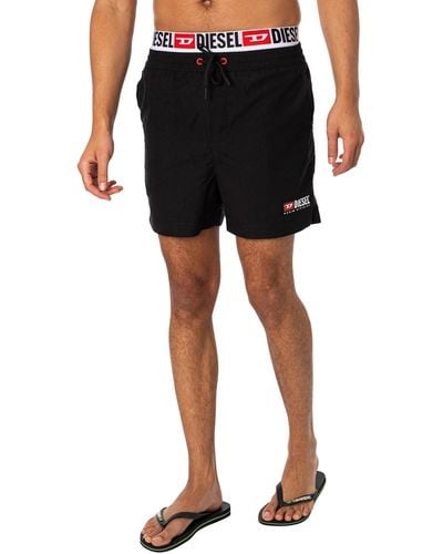 DIESEL Visper Double Waistband Swim Shorts - Black