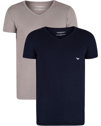 Emporio Armani 2 Pack Lounge T-shirts - Blue