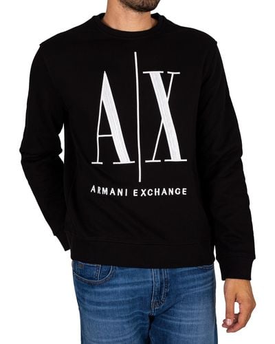 Armani Exchange Embroidered Graphic Sweatshirt - Black