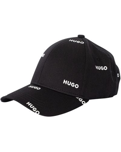 HUGO Jake Logo Pattern Baseball Cap - Black