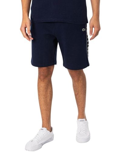 Lacoste Logo Stripe Sweat Shorts - Blue