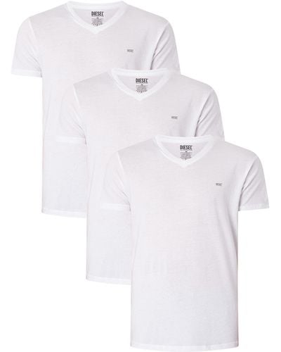 DIESEL 3 Pack Lounge Michael V-neck T-shirts - White