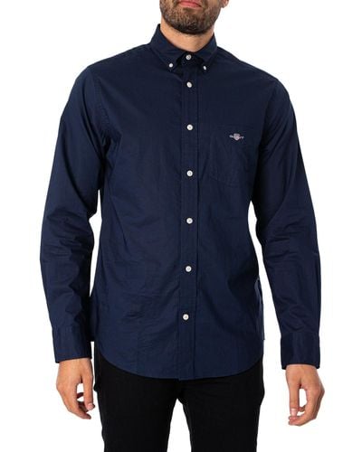 GANT Regular Fit Long Sleeve Poplin Shirt - Blue