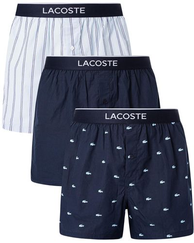 Lacoste 3 Pack Woven Boxers - Blue