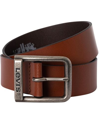 Levi's Metal Logo Leather Belt - Brown