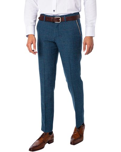 Marc Darcy Dion Tweed Check Pants - Blue
