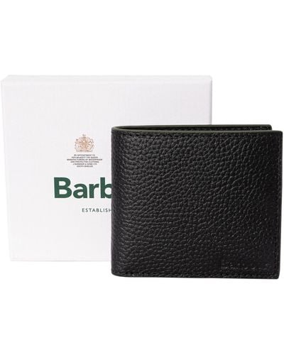 Barbour Grain Leather Billfold Wallet - Black