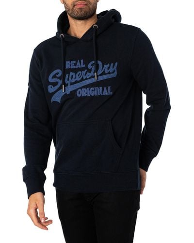 Superdry Embroidered Pullover Hoodie - Blue