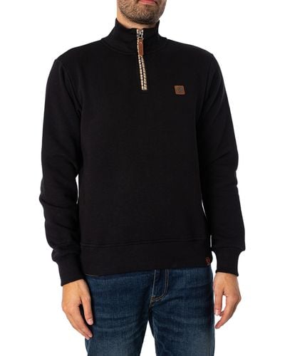 Trojan Houndstooth Trim Half Zip Sweatshirt - Black