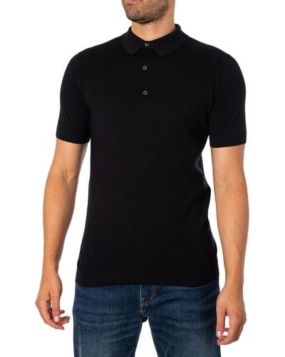 John Smedley Adrian Plain Polo Shirt - Black