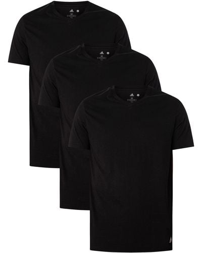 adidas 3 Pack Lounge V-neck T-shirt - Black