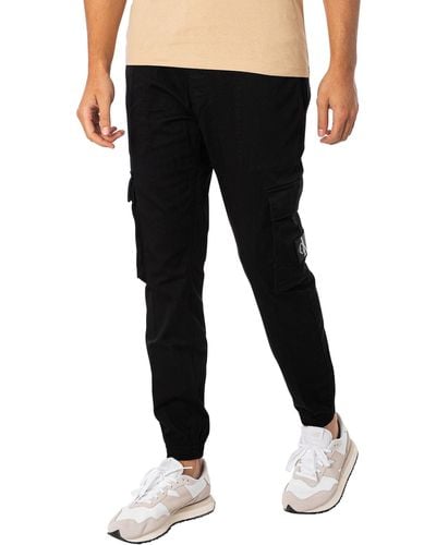 Calvin Klein Skinny Washed Cargo Trousers - Black