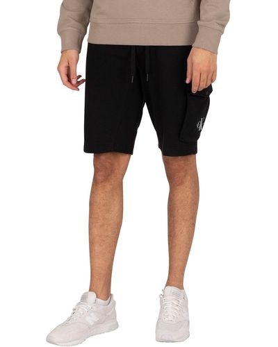 Calvin Klein Monogram Badge Sweat Shorts - Black