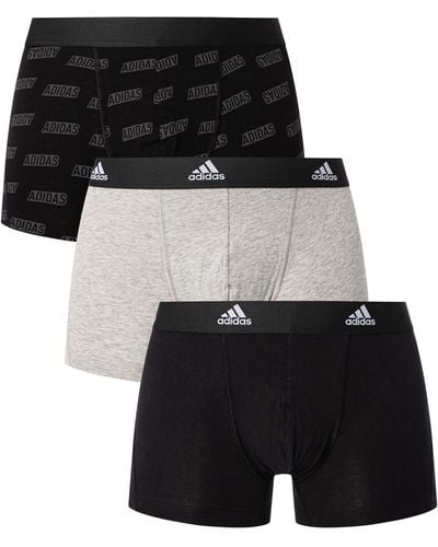 adidas 3 Pack Active Flex Trunks in Black for Men