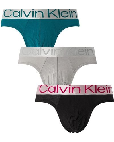 Calvin Klein 3 Pack Reconsidered Steel Hip Briefs - Blue